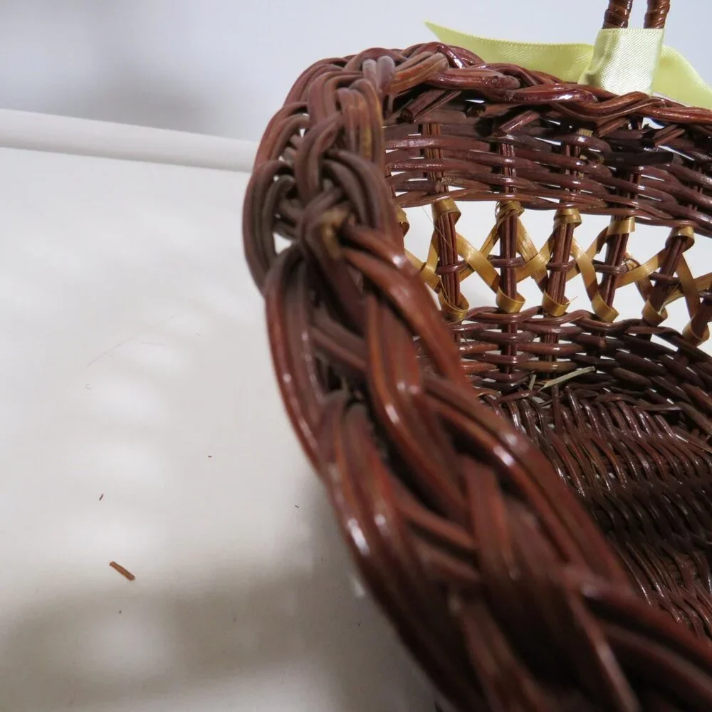 dark brown cane wicker basket Two Tone spring Easter Basket